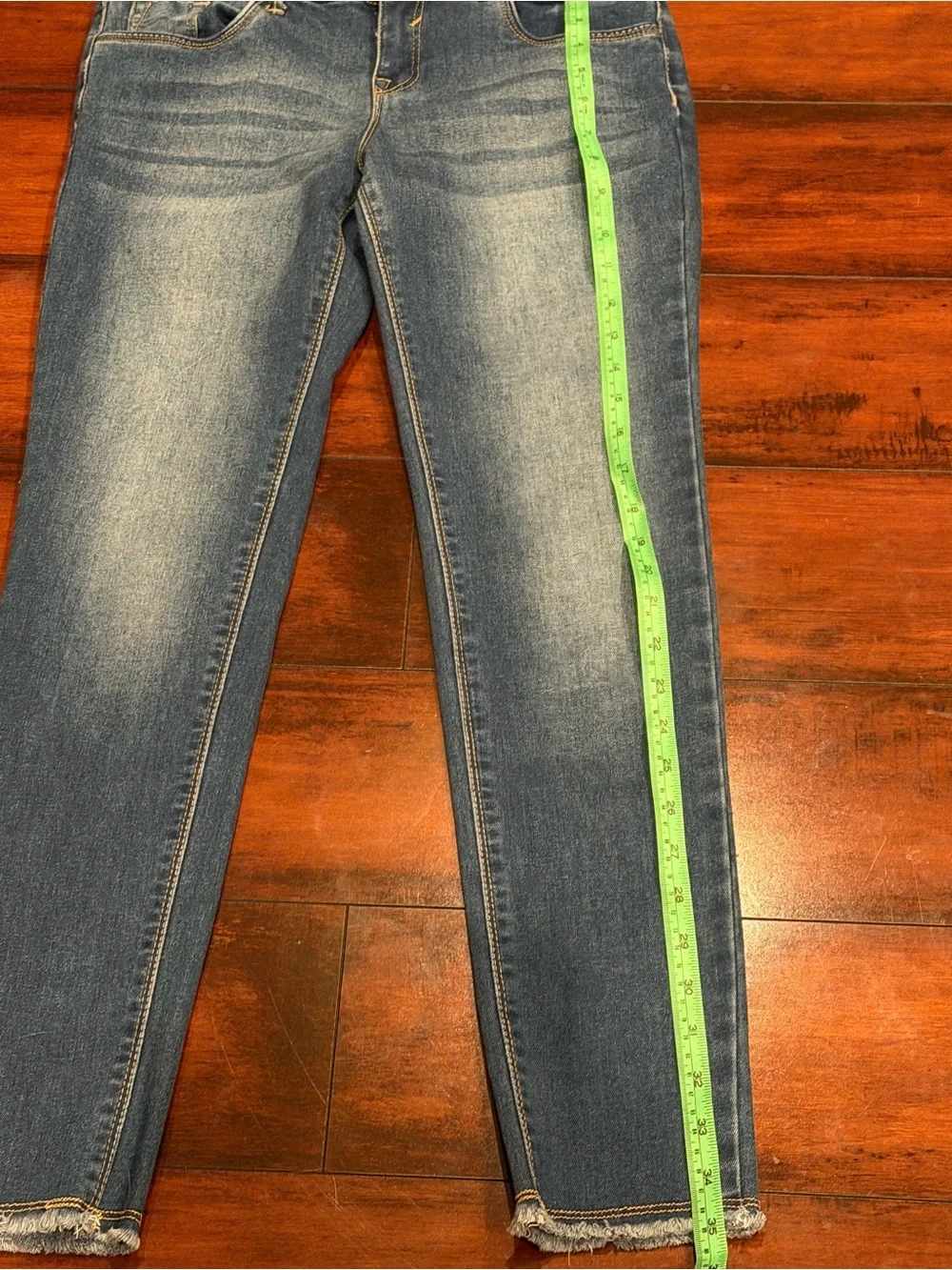 Girls skinny jeans, copper key with frayed hem. Sz 14. EUC